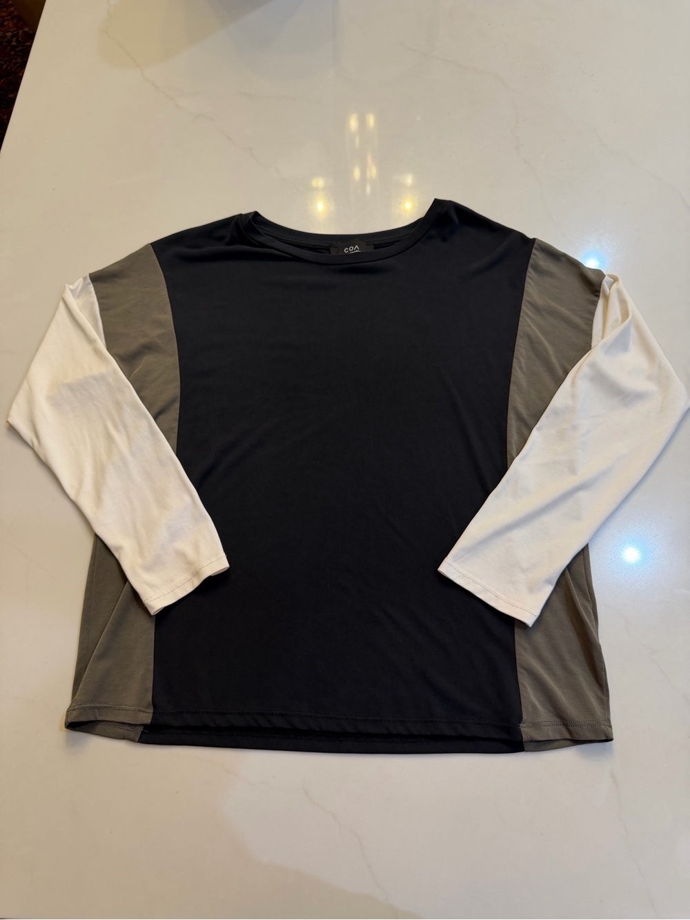 Anthropologie COA Navy Colorblock Long Sleeve Top Women's Small